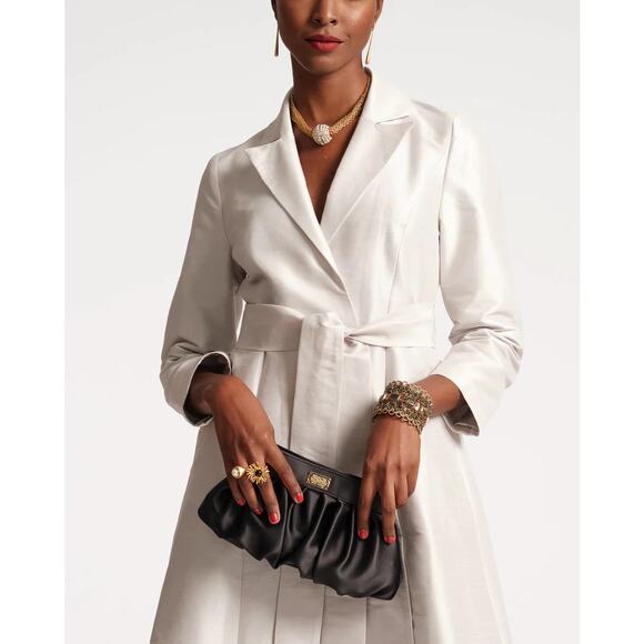 Frances Valentine Nora Clutch Satin ~ Black - Picture 2 of 9